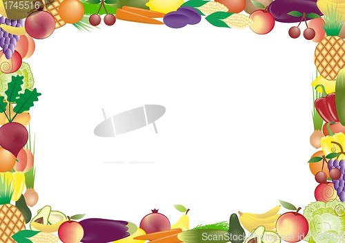 Image of fruits and vegetables vector frame