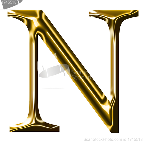 Image of gold alphabet symbol    -  uppercase  letter   