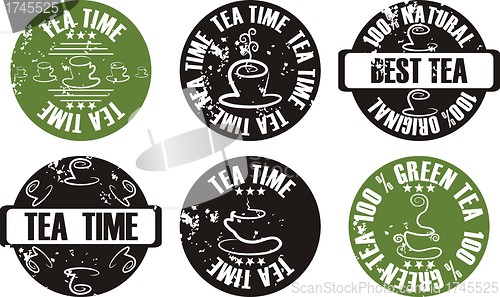 Image of vector grunge tea stamp set