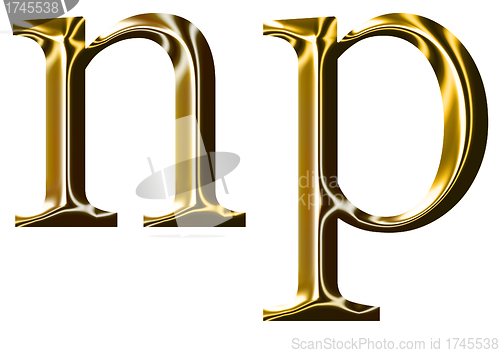 Image of gold alphabet symbol    -  lowercase  letter   