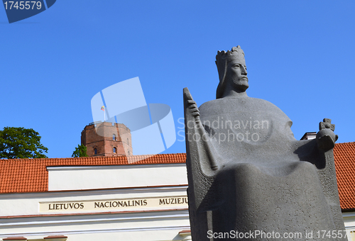 Image of Gediminas castle museum Mindaugas sculpture 