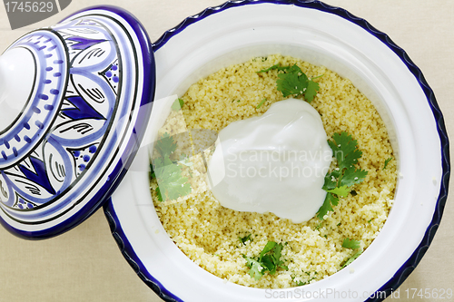 Image of Couscous with yoghurt high angle