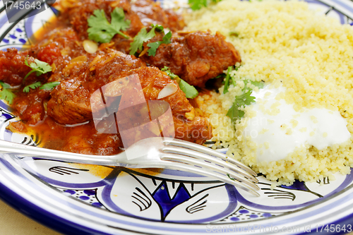 Image of Chicken tagine meal closeup