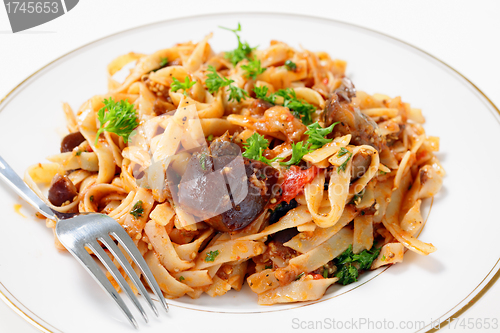 Image of Eggplant in tomato sauce with pasta