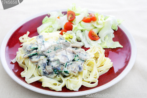 Image of tagliatelle and mushrooms no fork