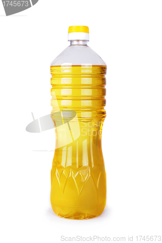 Image of Oil in a bottle isolated on a white background