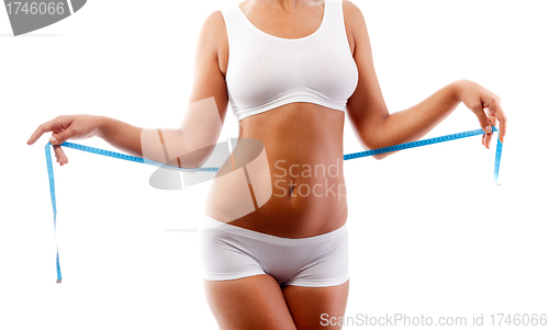 Image of Young woman measures the body