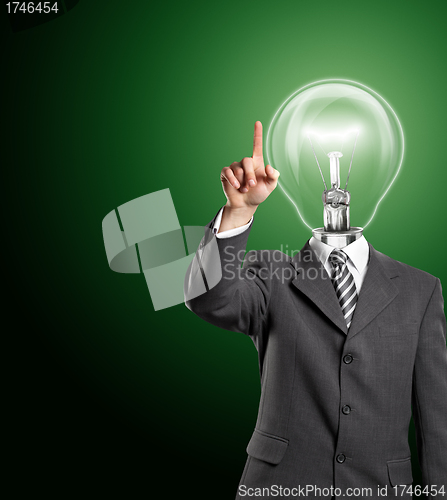 Image of Lamp Head Business Man Push the Button