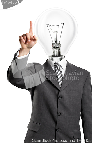 Image of Lamp Head Business Man Push the Button