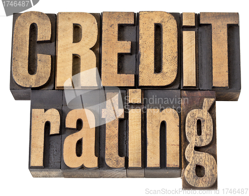 Image of credit rating in wood type