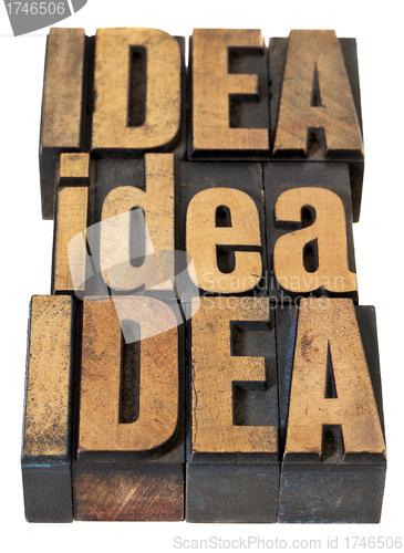 Image of idea word abstract in wood type