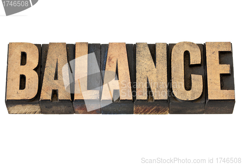 Image of balance word in wood type