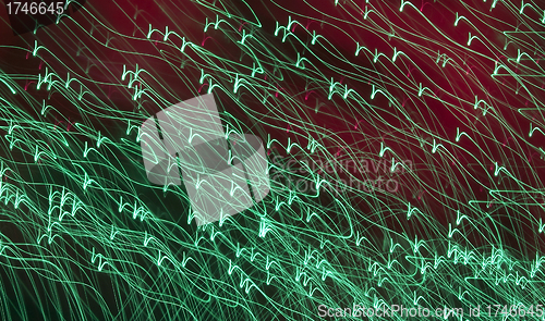 Image of red background with green lights