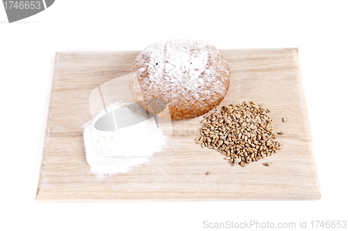 Image of Flour and wheat grain with bread