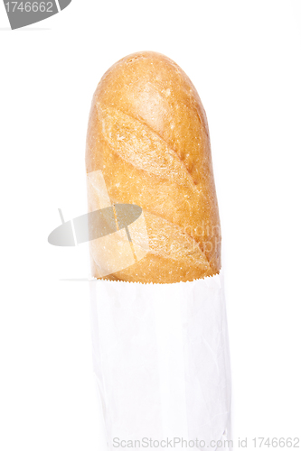 Image of French style baguette loaf isolated on white background