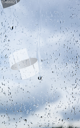 Image of natural water drops on window glass