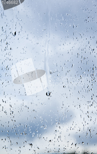 Image of natural water drops on window glass