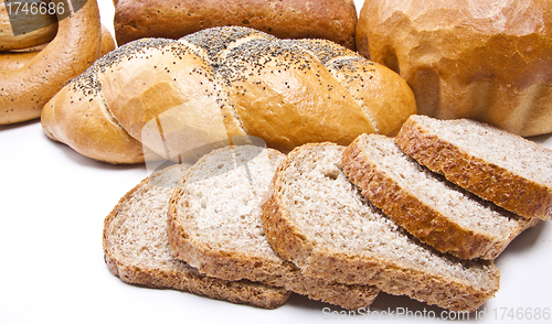 Image of assortment of freshly baked breads background