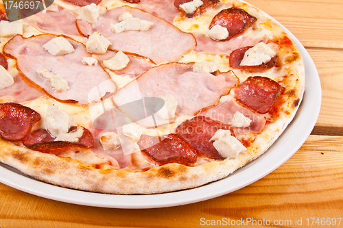 Image of pepper and meat pizza