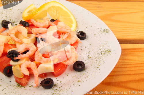 Image of Shrimp salad on white plate