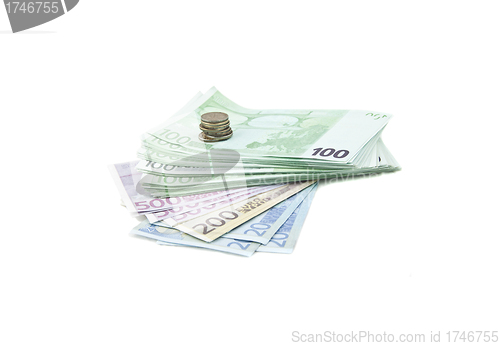 Image of Stack of Money and Coins