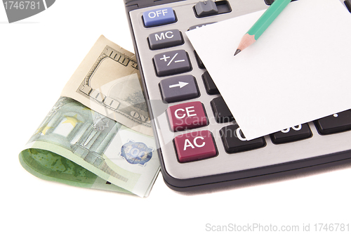 Image of Calculator, money, pencil