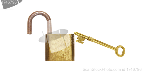 Image of lock and key isolated on white