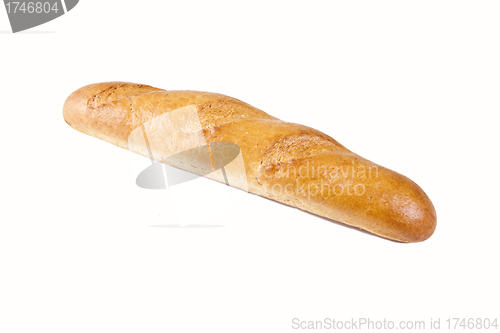 Image of Long loaf crusty french baguette isolated on white