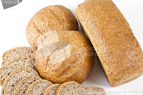 Image of Different types of bread isolated on white
