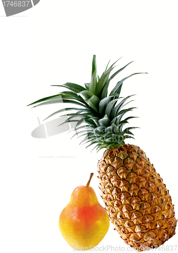 Image of Pineapple with pear isolated
