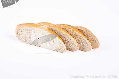 Image of cut slices bread isolated on a white background