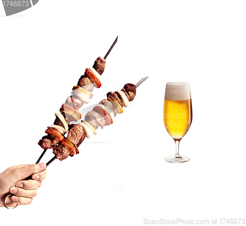 Image of beer and roasted meat