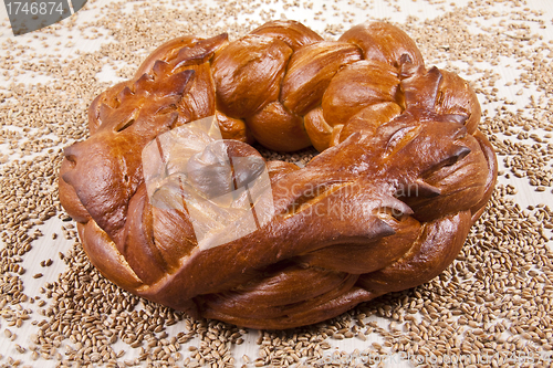 Image of bread with grain background