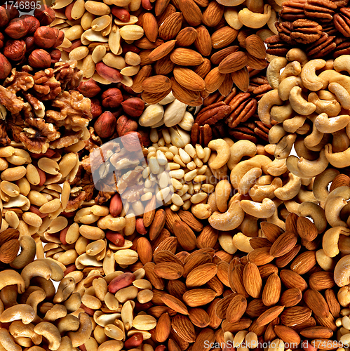 Image of mixed nuts as background