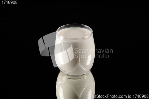 Image of milk glass on black background