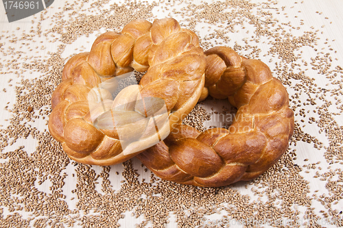 Image of two breads with grain background