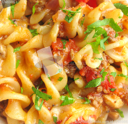 Image of pasta with vegetables background