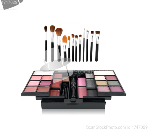 Image of Professional make-up tools and make-up box