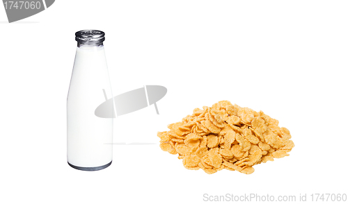 Image of corn flakes and milk bottle