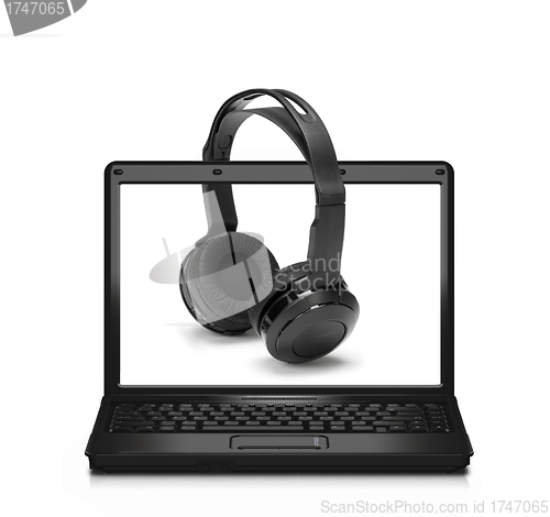 Image of Headphones and laptop