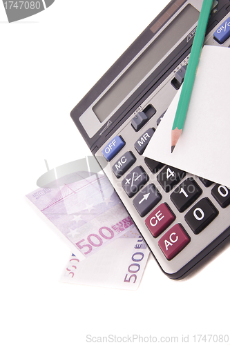 Image of Calculator, money, pencil