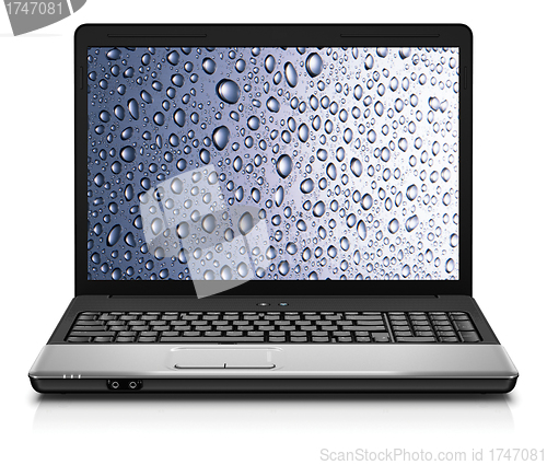 Image of notebook with water drops wallpaper