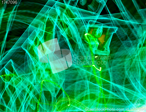 Image of Green light painted streak on a black