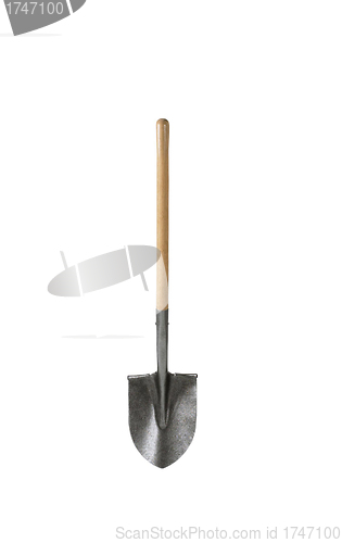 Image of close up of a shovel ribbon on white