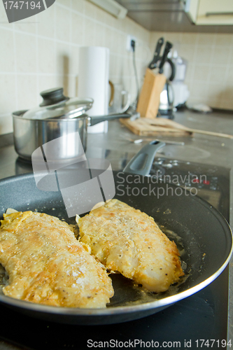 Image of frying fish fillet