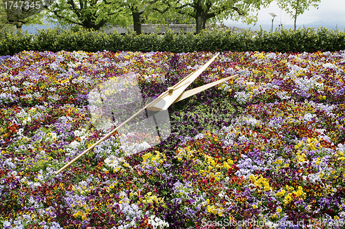 Image of famous flower clock, landmark of Geneva, Switzerland 