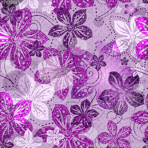 Image of Seamless floral gray pattern