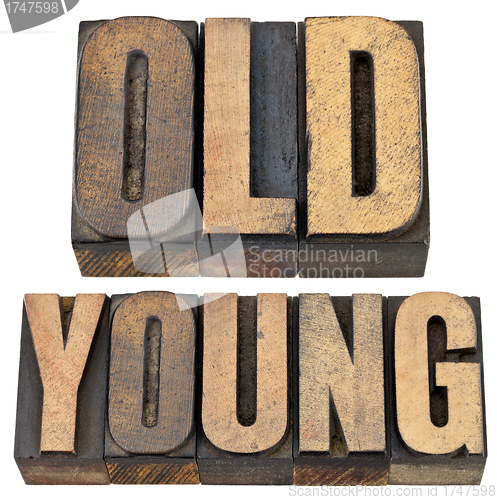 Image of old and young in letterpress wood type