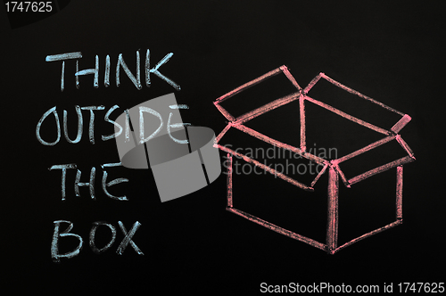 Image of Chalk drawing - concept of "Think outside the box" 