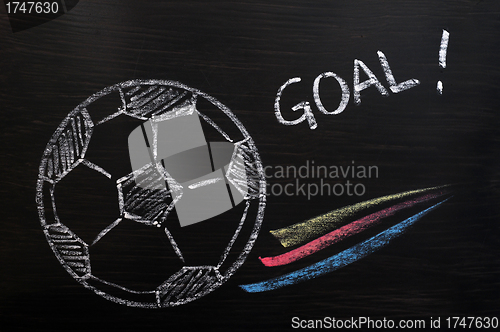 Image of Chalk drawing of Football and Goal